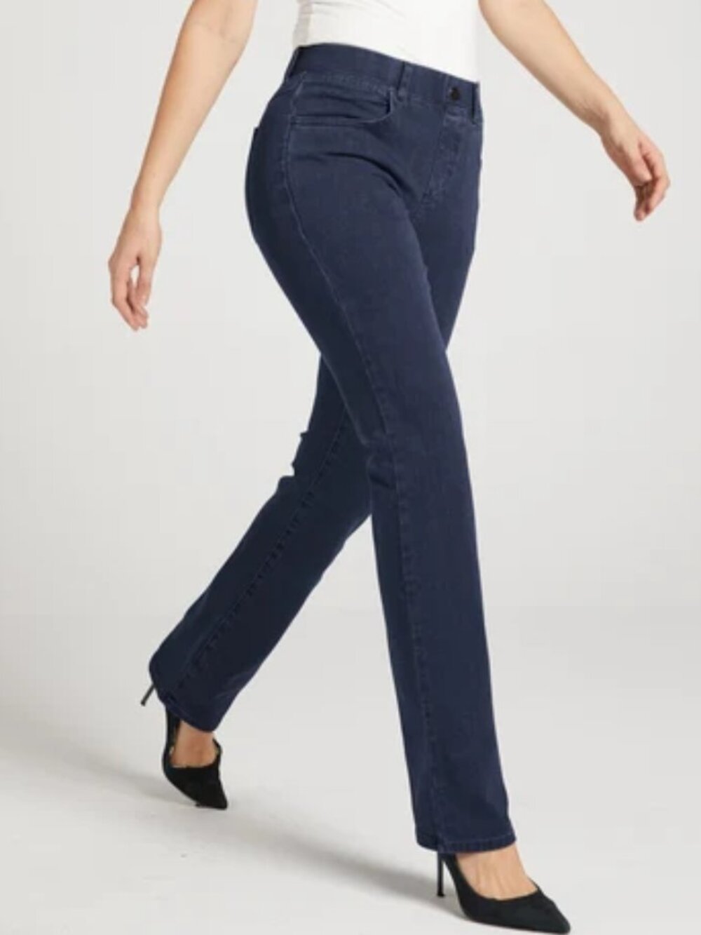 Betabrand 4-Pocket Yoga Denim Straight Leg Jeans Dark Indigo - Small Long (tall)